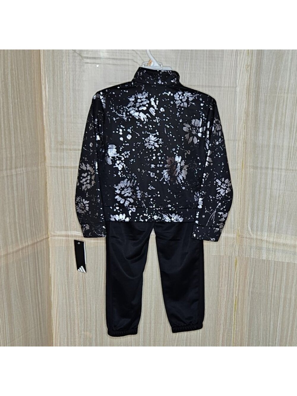 Adidas Girls New Black Metallic Silver 2 Piece Track Suit 6X - Picture 3 of 8